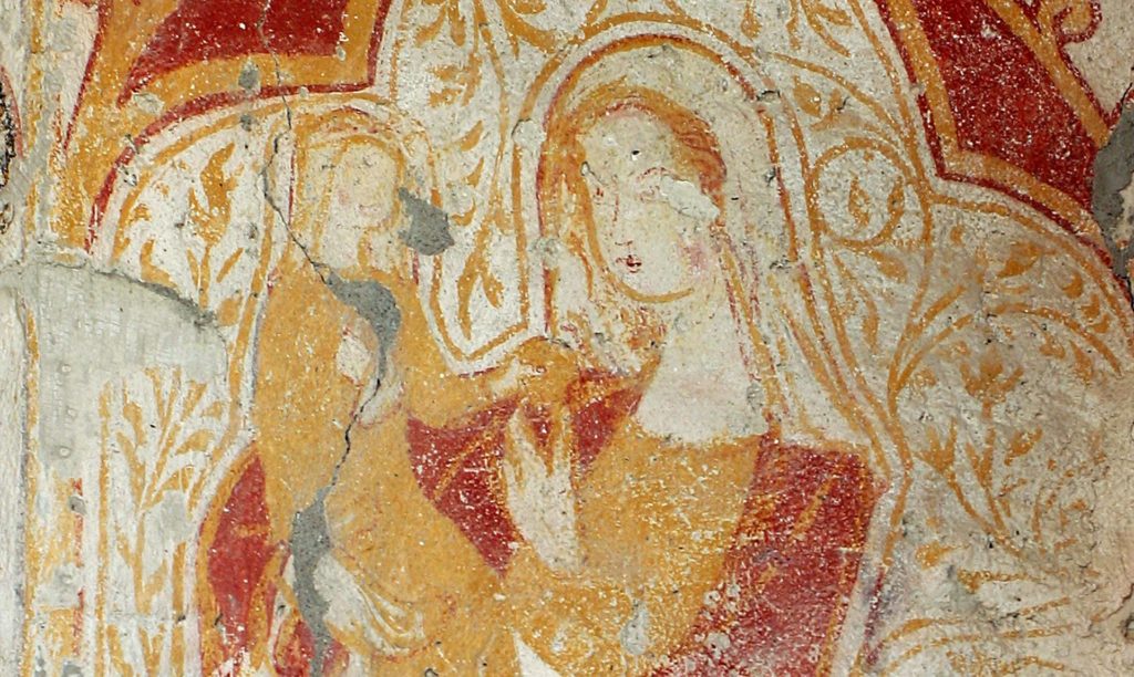 Marie et l'Enfant sous une arcade trilobée.
Baie sud de l'abside